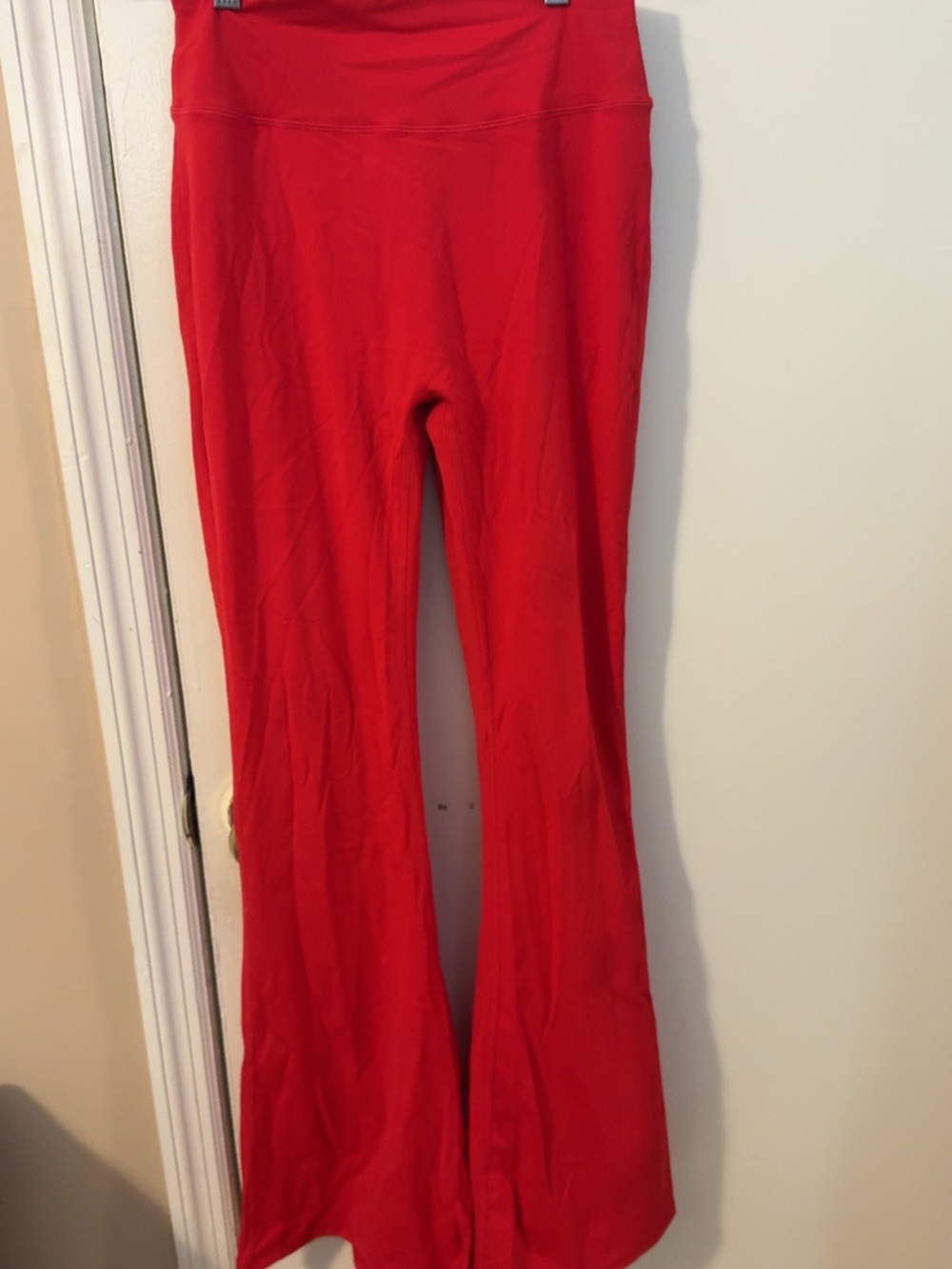 Red High-Waist Flare Leggings - Brand Not Visible
